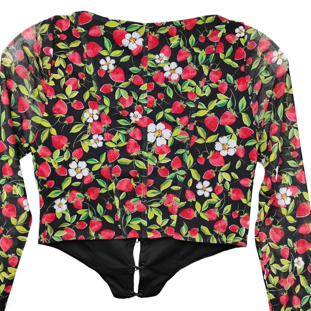 Revolve AFRM Grecian Top Noir Strawberry Size XS Sheer Mesh Overlay - Picture 7 of 13